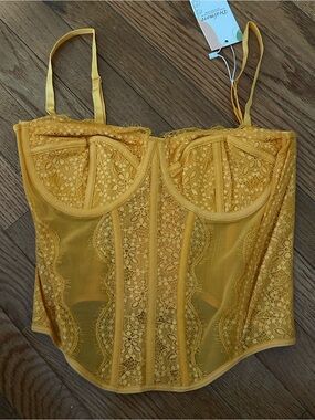 NEW! Yellow/Orange Lace Corset Bustier Top Size Small